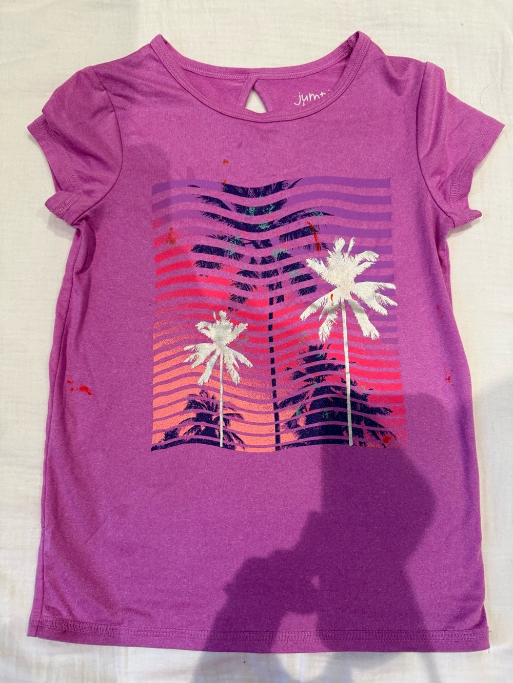 Jump Purple Short-Sleeve Tee with Palm Tree Graphic